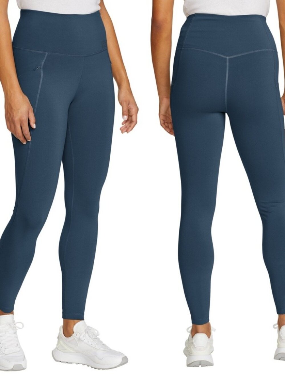 NEW Eddie Bauer Women's Trail Tight L NWT Blue High Rise Zip Pockets